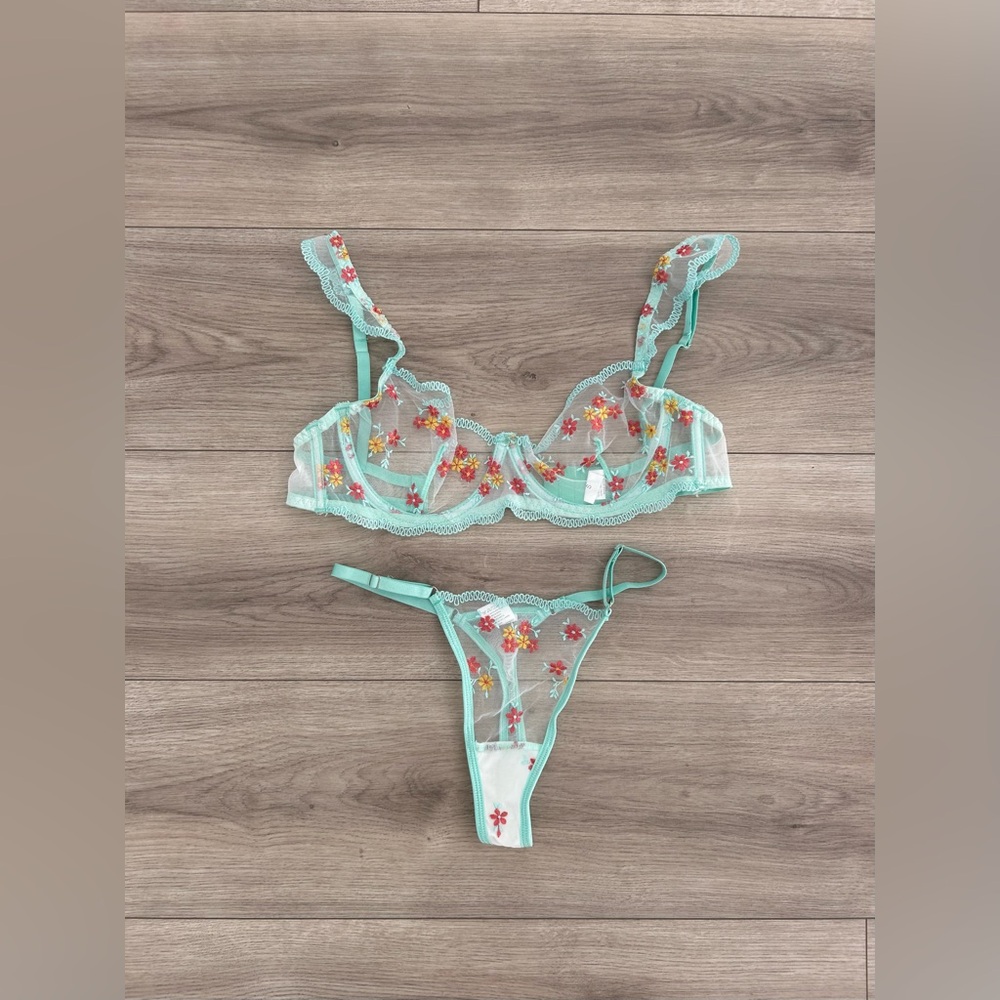 Floral Embroidered Lingerie Set
